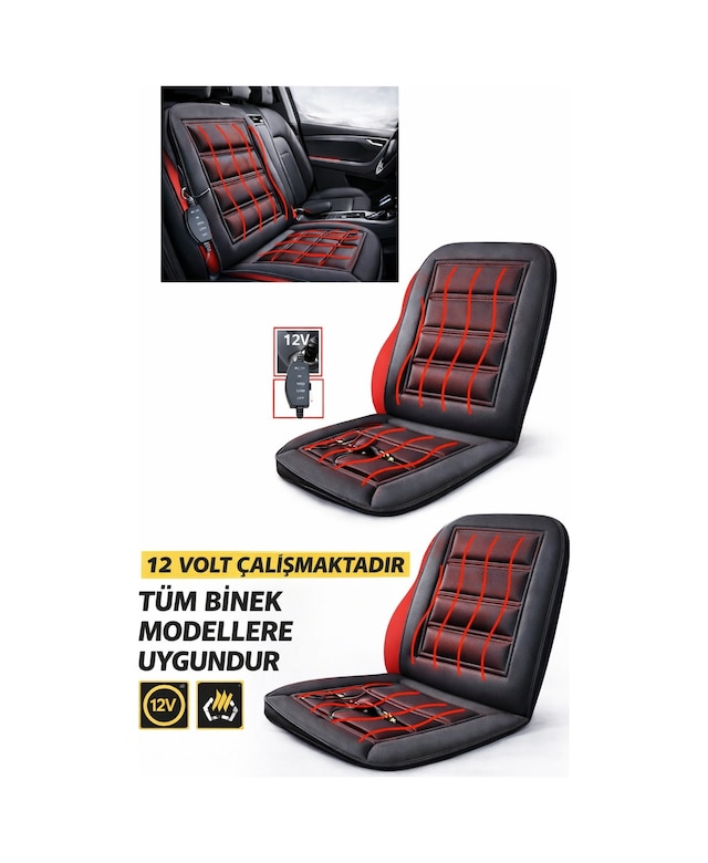 Isıtmalı Oto Koltuk Minderi Ayarlanabilir Sıcaklık Tüm Binek Araçlara Uyumlu Isıtıcı Minder 12v