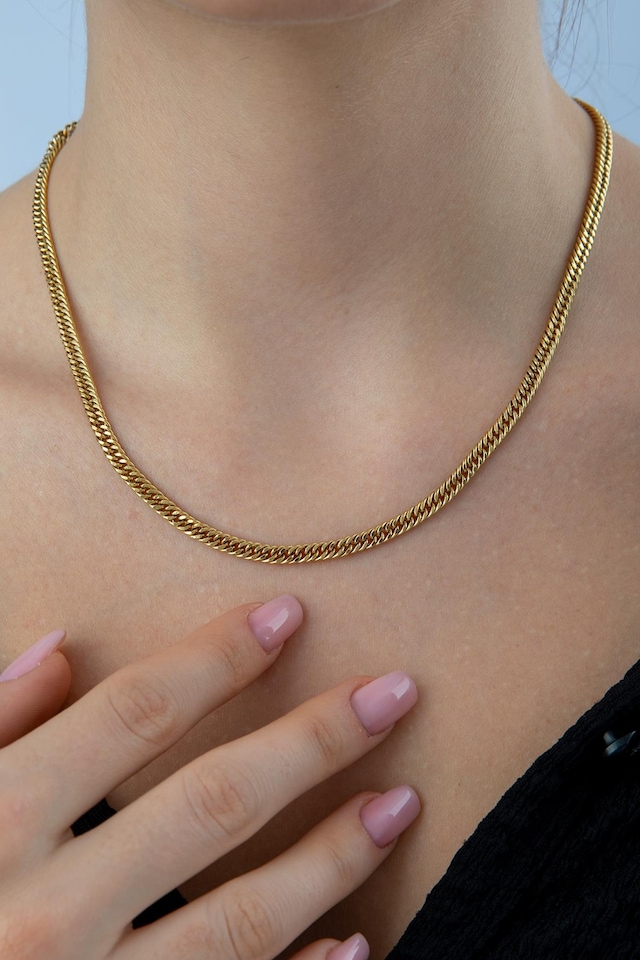 14 Ayar Altın Sık Gurmet Zincir Kolye 4 Mm Sarı Altın