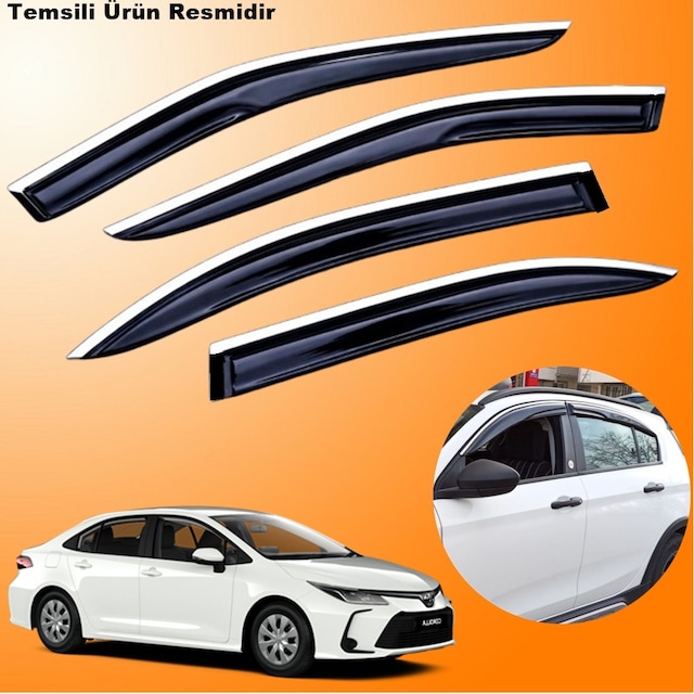 Toyota Corolla Sedan Mügen Cam Rüzgarlığı Abs Krom Nikelajlı Cam Rüzgarlığı 2019 Sonrası 4 Lü Set