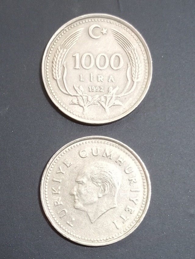 1992 1000 Lira Madeni Para. Eskı Para. Antıka Para.