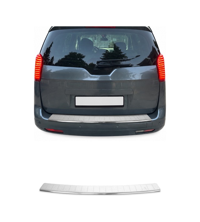 Peugeot 5008 I 2009-2016 Uyumlu Krom Arka Tampon Eşiği Paslanmaz Çelik Taşlı Mat