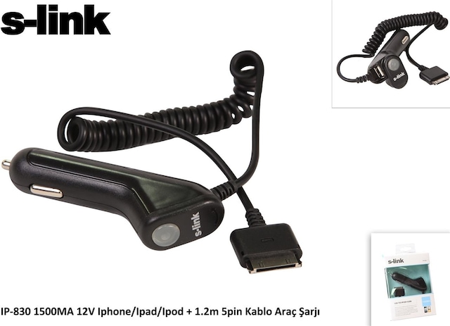 S-link Ip-830 1500ma 12v İpod-iphone-ipad Araç Şarj Cihazı