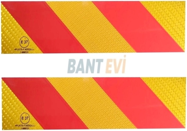 Bant Evi Tüvtürk Uyumlu E37 Reflektörlü Tır Kamyon Arkası Fosforlu İkaz Bantı Kırmızı Sarı