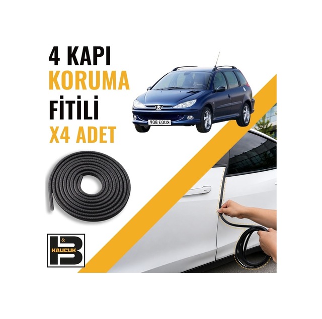 Peugeot 206 Station Wagon Kapı Koruma Fitili-4 Kapı-siyah-bm2512