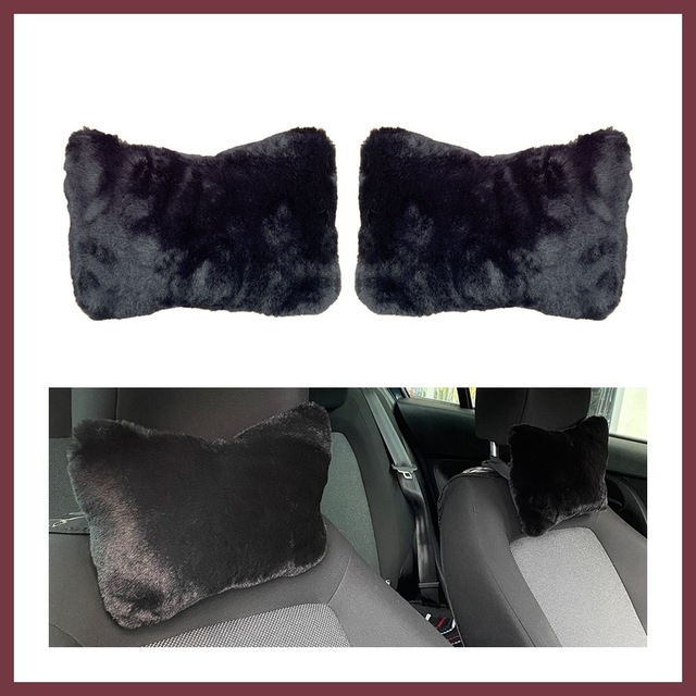 Storeşahin Yumuşak Peluşlu Ortopedik Araba Seyahat Boyun Yastığı 2'li Siyah Shn0720