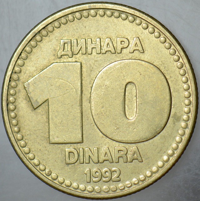 Yugoslavya 10 Dinar 1992 Az Çıkar.