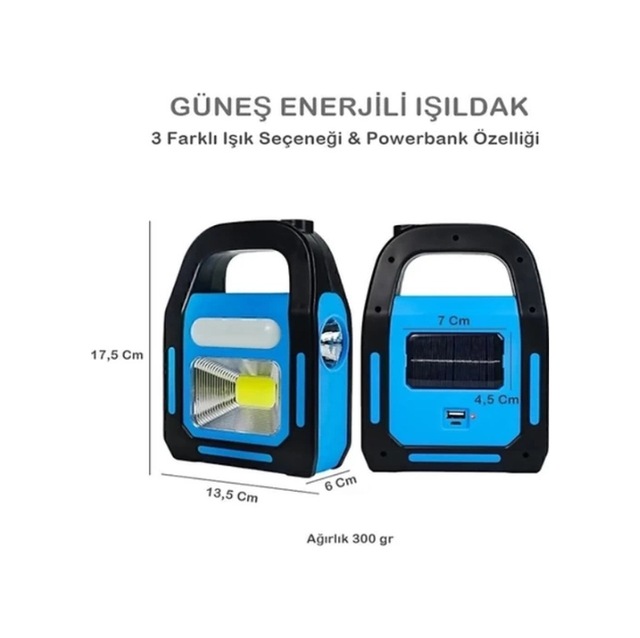 Güneş Enerjili Işıldak Ve Powerbank Özellikli Kamp Lambası