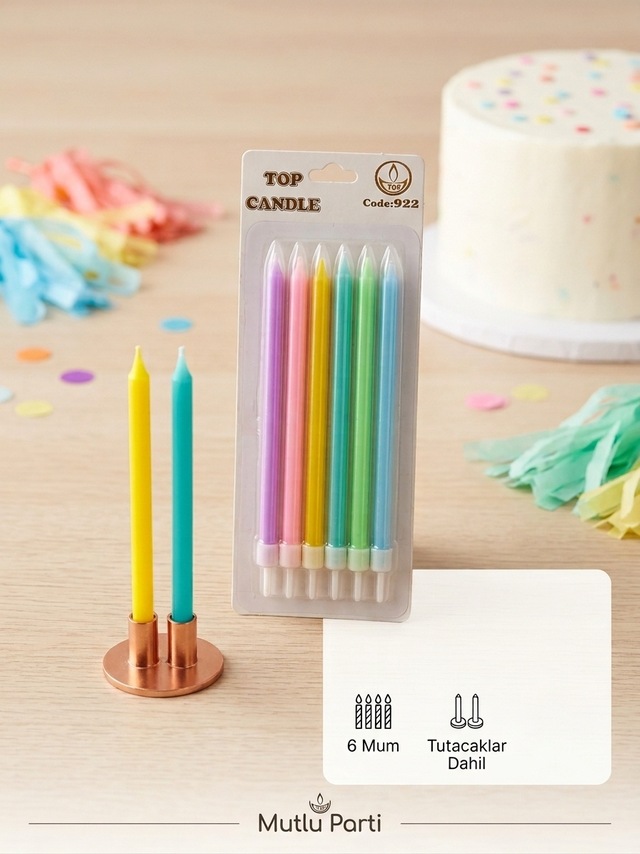 Top Candle Pasta Mumu 6 Adet Doğum Günü Ve Parti Kutlama Seti No:3