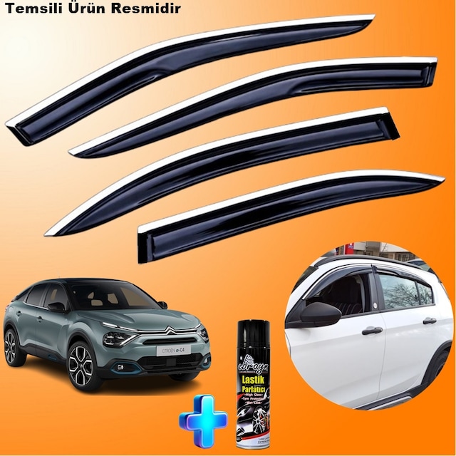 Citroen C4x Mügen Cam Rüzgarlığı Abs Nikelaj Krom Cam Rüzgarlığ 2023 Sonrası + Ebrayn Lastik Parlatıcı