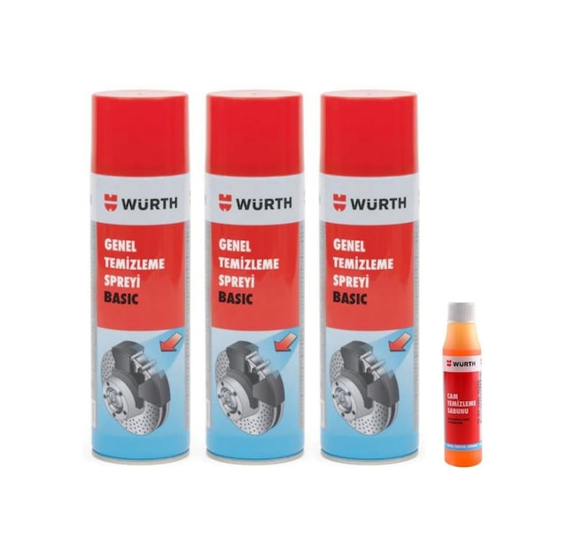 Würth Genel Temizleme Spreyi 3 x 500 ML ve Cam Temizleme Sabun