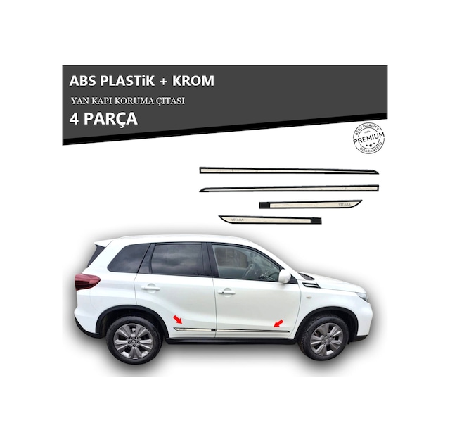 Suzuki Vitara 2014 Üzeri Yan Kapı Koruma Çıtası Plastik + Krom Unvrslppkçt00004