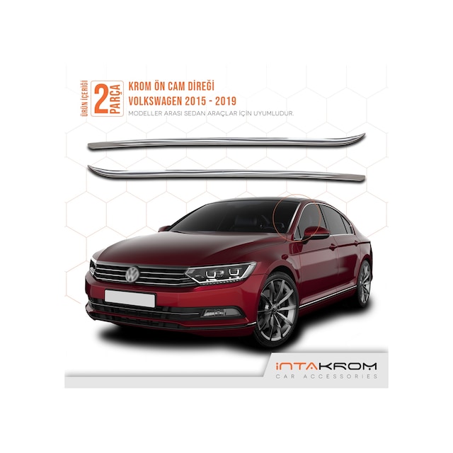 intakrom Volkswagen Passat B8 Krom Ön Cam Direği 2 Parça 2015 - 2019