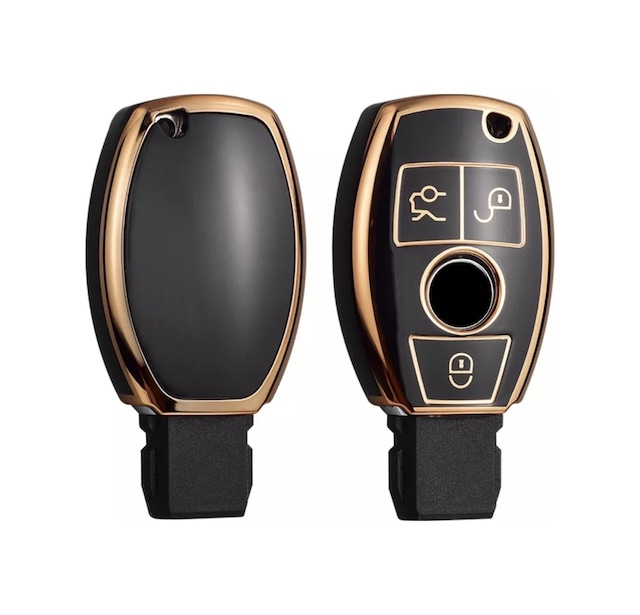 Mercedes Uyumlu Benz W212 Gold Anahtar Kılıfı Siyah Renk