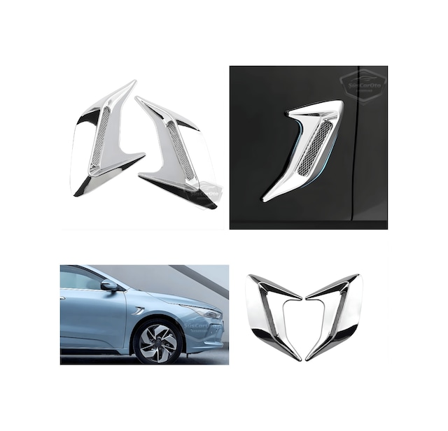 Üniversal Krom Kaput Çamurluk Venti Izgarası Sağ Sol 2 Adet Mini Scoop Vent Spor Görünümlü 1.sınıf İthal 2 Adet Silver Gümüş 00 Şüscaroto Aksesuar