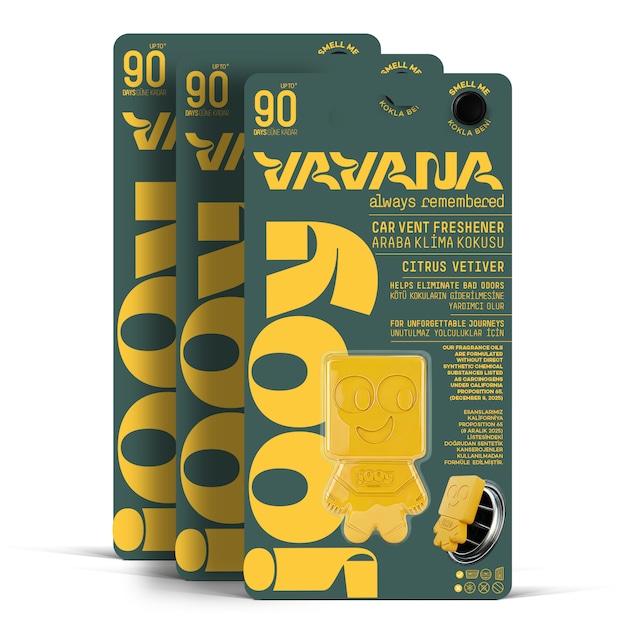 Vavana Jooy Araba Klima Kokusu 3'lü Set, 90 Gün Etkili Oto Kokusu Citrus Vetiver