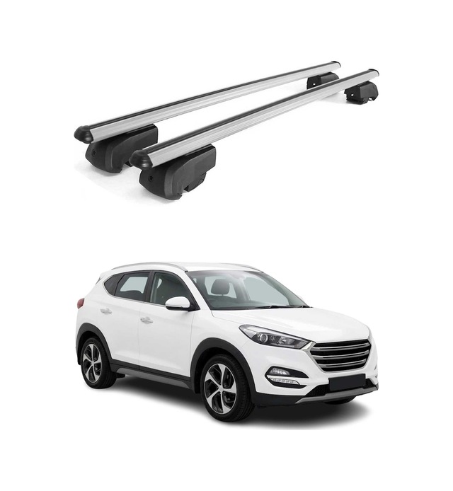 Hyundai Tucson 2015-2020 Arası Uyumlu Port Bagaj Taşıyıcı Ara Atkı Alüminyum Gümüş 2 Parça
