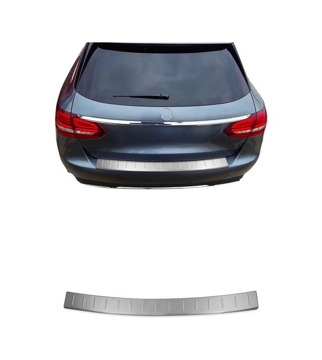 Mercedes C Serisi S205 2014-2021 Uyumlu Krom Arka Tampon Eşiği Paslanmaz Çelik Taşlı Mat