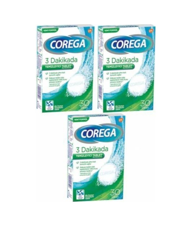 Corega 3 Dakikada Diş Protezi Temizleyici 30 Tablet 3 Adet
