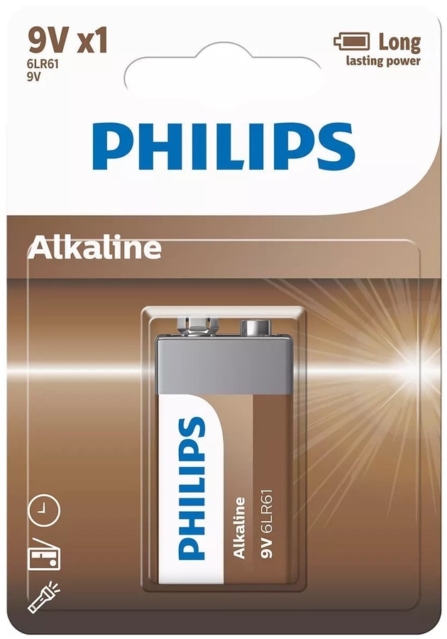 Pile philips 9 volts carrée alcaline 1pc - Provence Outillage