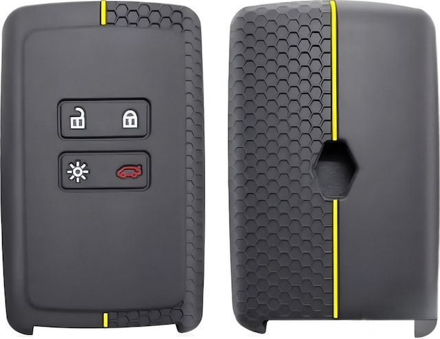 Gma Keys Renault Clio E-tech Austral Megane 4 Talisman Clio5 Kadjar Petek Desenli Anahtar Kılıfı Siyah Sarı