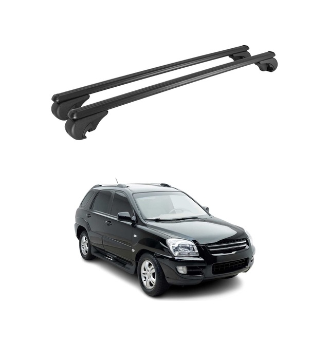Kia Sportage 2004-2010 Arası Uyumlu Port Bagaj Taşıyıcı Ara Atkı Alüminyum Siyah 2 Parça
