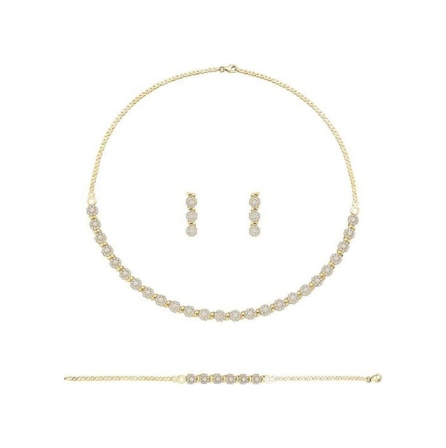 14 Ayar Çiçekli Dolunay Set Zincirli 22.00 Gram