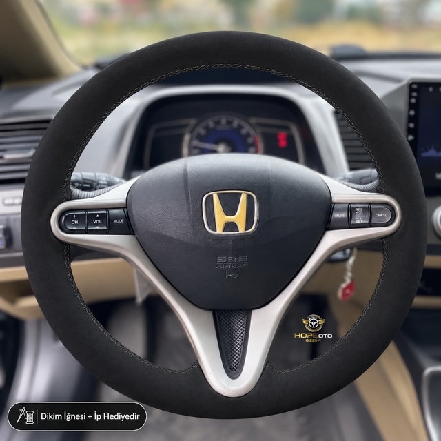 Honda Cr-v Mk3 Direksiyon Kılıfı Alcantara Süet Monza Black Serisi Siyah 2007-2012