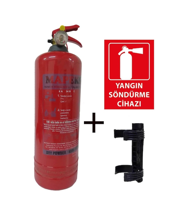 Mapeks Yangın Tüpü 2 KG + Plastik Aparatı ve Yangın Tüpü Levhası Set