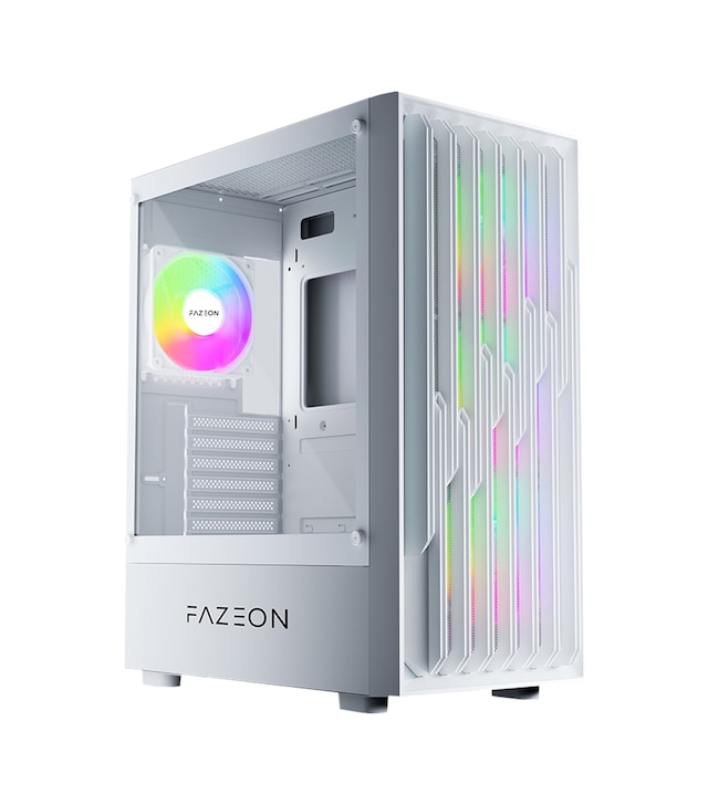 Fazeon F18 E-ATX 4x Fans ARGB White Tempered Glass Mesh Front 650W PSU 80+ Bronze