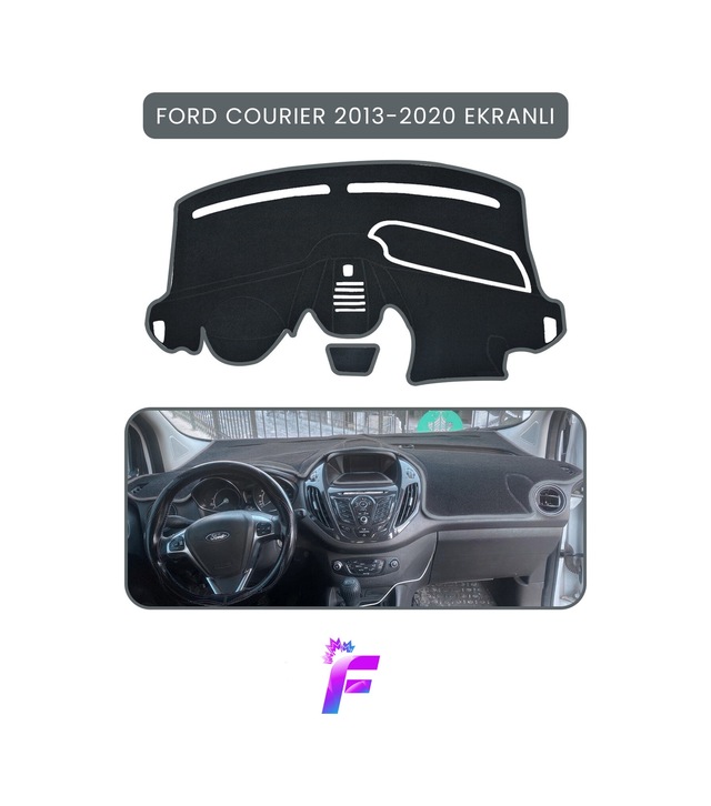 Ford Courier Ekranlı 2013-2020 Torpido Örtüsü Güneşten Korur Kolay Montaj Tam Uyum Tb68 Torpido Halısı