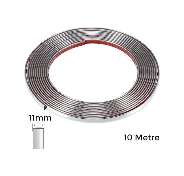 Yapışkanlı Nikelaj Şerit Bant Çıta Krom 11mm 10 Metre