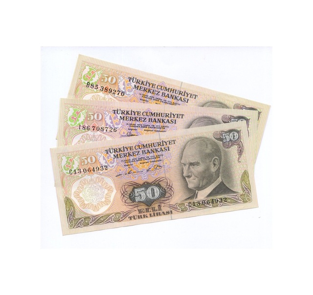 6. Emisyon 50 Lira 3 Adet Ça Kondisyon Görseldeki Ürün