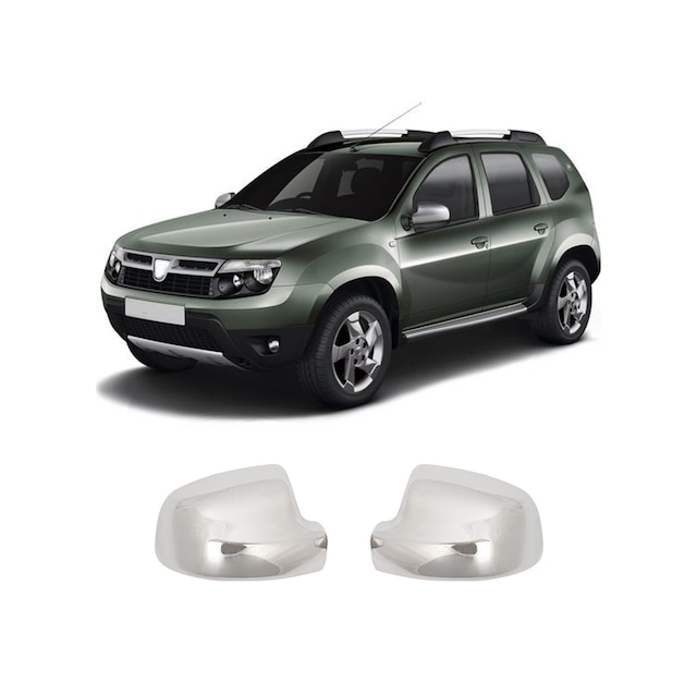 Dacia Duster Uyumlu 2013-2017 Krom Ayna Kapağı 2 Parça Paslanmaz Çelik