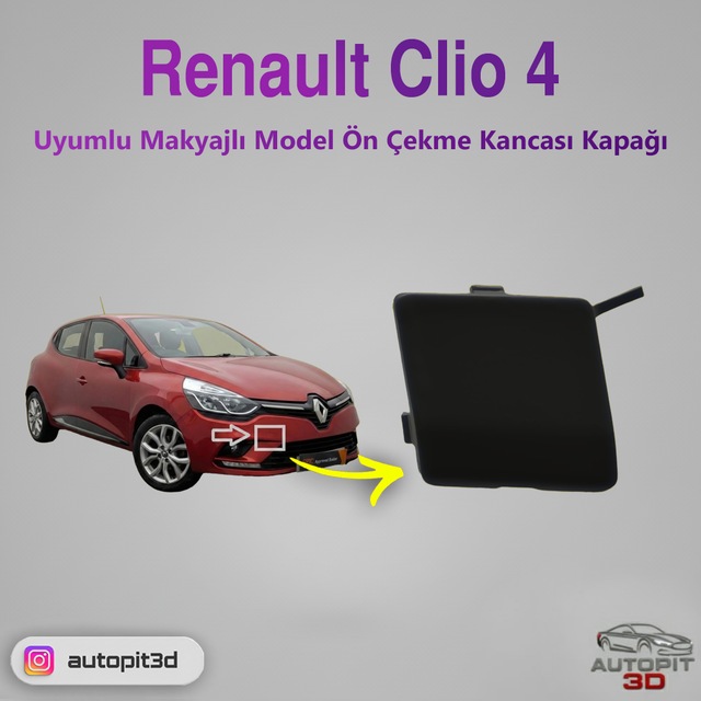 Renault Clio 4 2016-2019 Makyajlı Kasa Uyumlu Ön Çeki Demiri Kapağı