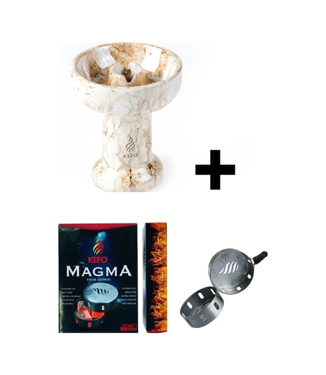 Kefo Sarı Rock Star Lüle + Kefo Magma Nargile Lotus Közlük Cezve