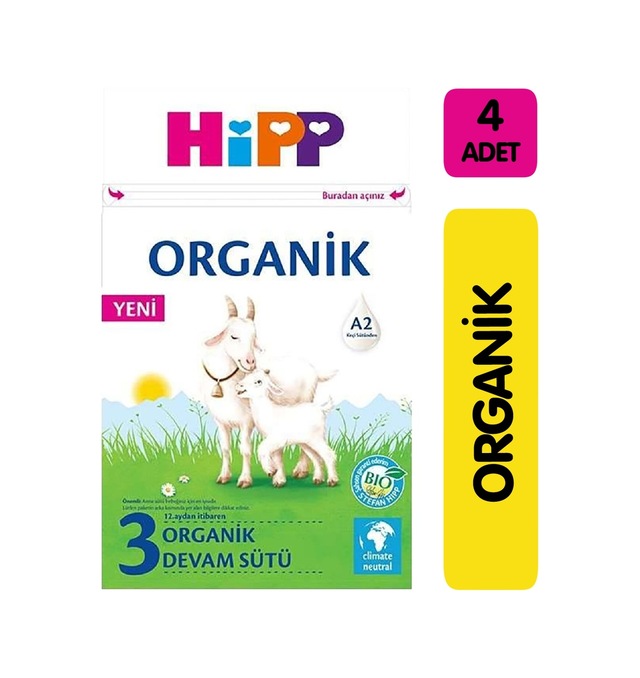 Hipp 3 Organik Keçi Sütü Bazlı Devam Sütü 400 Gr 4'lü Paket