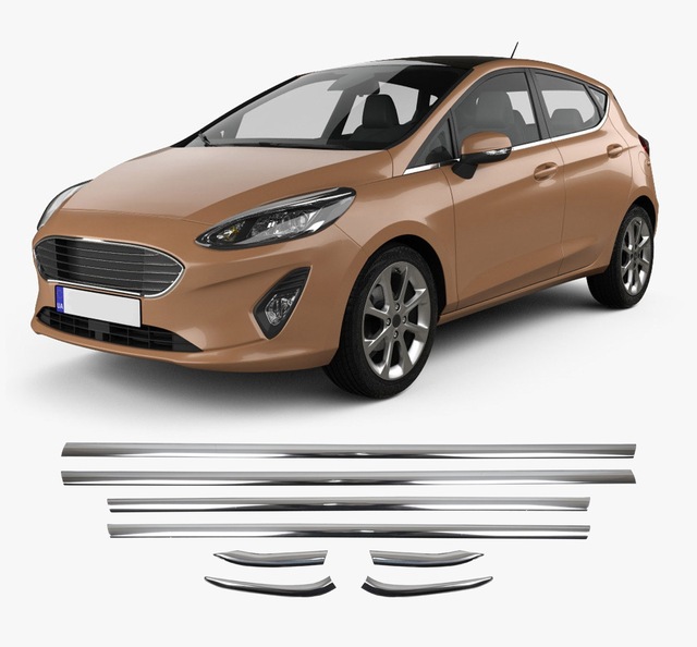 Ford Fiesta Uyumlu 2009-2017 Krom Cam Çıtası 8 Parça Paslanmaz Çelik