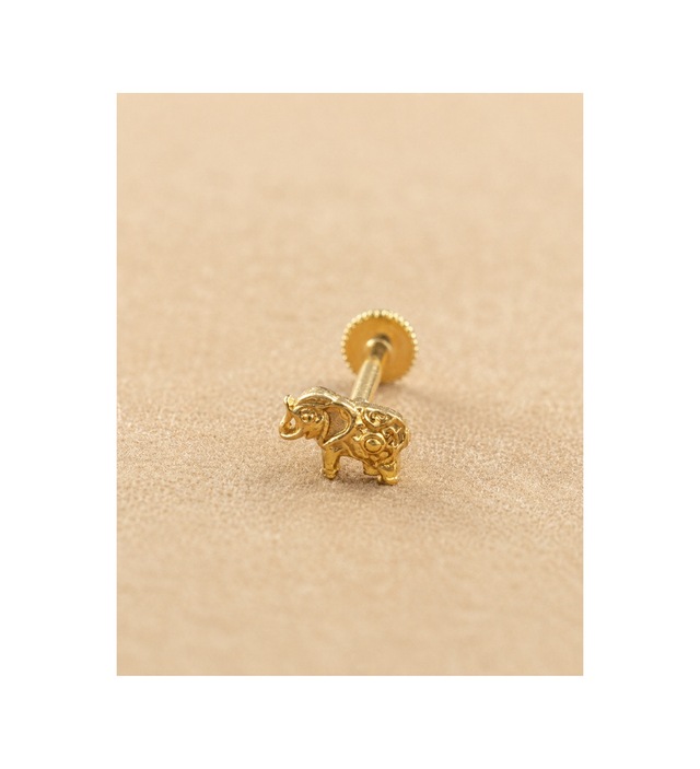14 Ayar Altın Desenli Fil Model Tragus Piercing Küpe