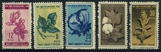 Koleksiyon Pulları, 1950 Tc İzmir Fuarı Konulu 5 Pulluk Damgasız Tam Seri,n11-20 Teşhir Ürün