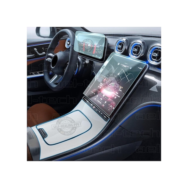 Mercedes C Seri W206 İle Uyumlu Navigasyon, Dijital Gösterge Ve Orta Konsol Nano Ekran Koruyucu, 3'lü Set
