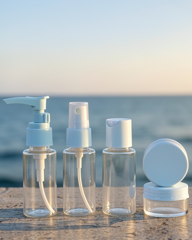 5'li Şeffaf Seyahat Dolum Şişe Seti 30 Ml Taşıma Çantalı