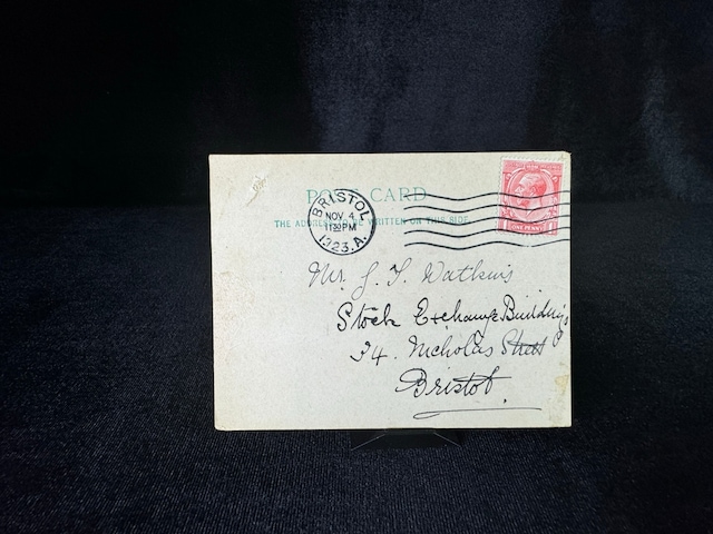 İngiltere Bristol 1923 Yılından Postadan Geçmiş Posta Kartı One Penny Pullu