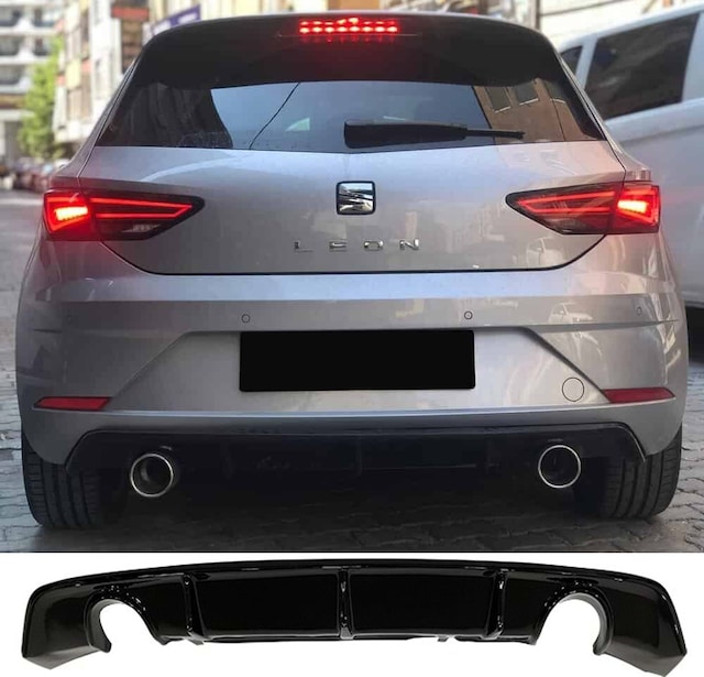 Seat Leon Mk3.5 Custom Difüzör Parlak Siyah Sağ Sol Tek 2017-2020 Arka-bodykit-ek-karlık