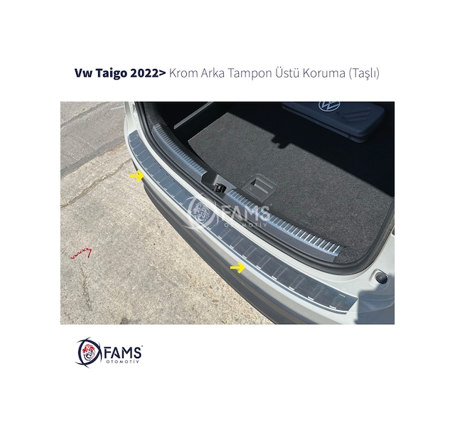 Vw Taigo 2022 Krom Arka Tampon Üstü Koruma Taşlı P.çelik