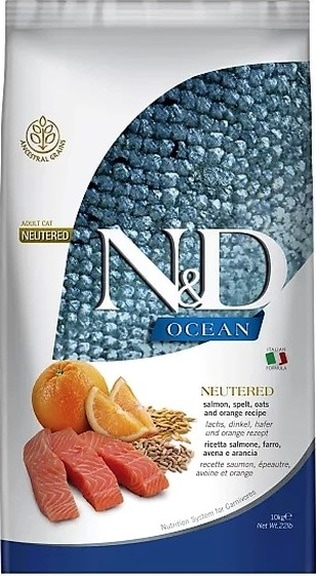 N&D Düşük Tahıllı Somonlu Kısırlaştırılmış Yetişkin Kedi Maması 10 KG