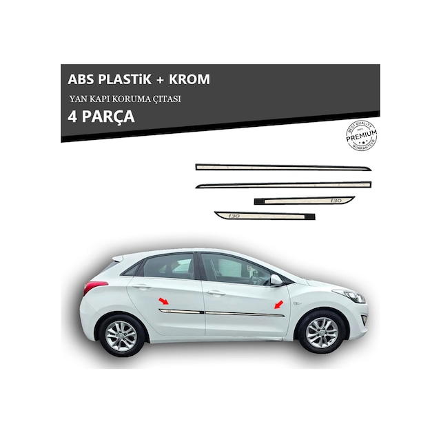 Hyundai İ30 Yan Kapı Koruma Çıtası Plastik + Krom Unvrslppkçt00043