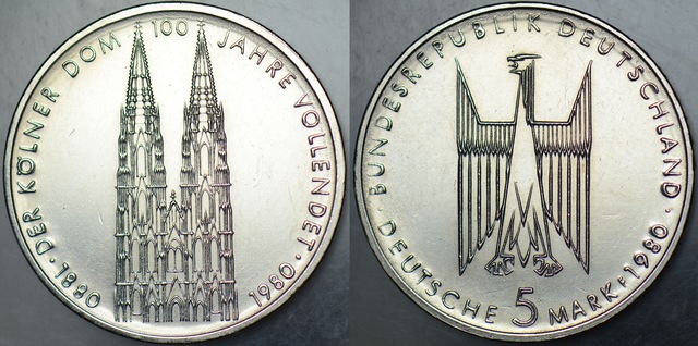 Almanya 5 Mark 1980 Hatıra-köln Katedrali Çil -