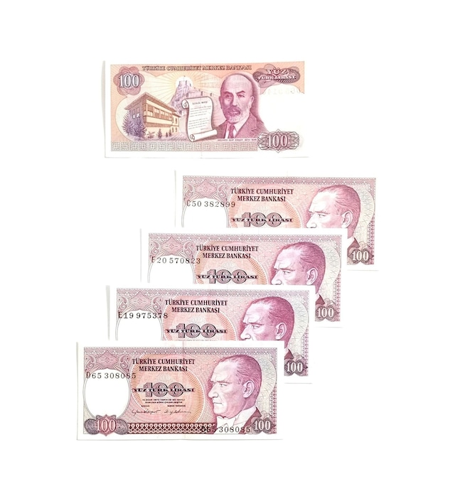 7.emisyon 100 Türk Lirası Hobi Eski Para. Koleksiyon Kâğıt Para. Hatıra Para.