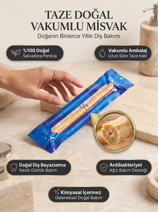 Vakumlu Doğal Misvak Taze Doğal Ağız Bakım Çubuğu