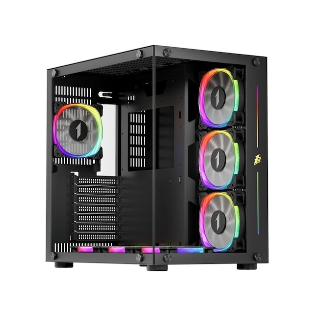 1ST PLAYER SP8 3.1 7X12CM FAN ATX ARGB Black Tempered Glass 750W PSU 80+ Silver